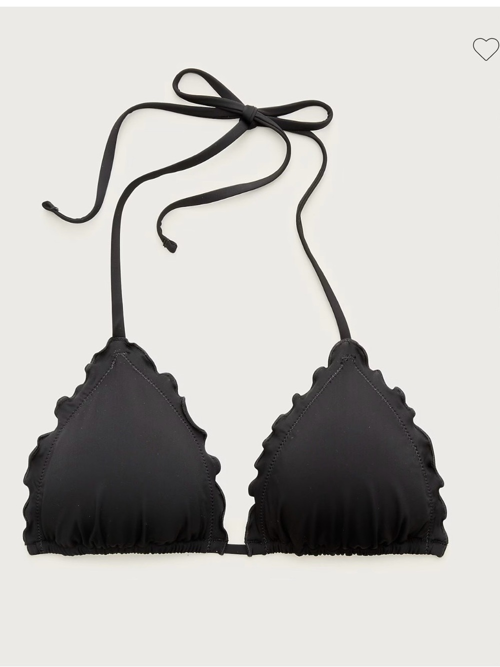 NWT J. Crew Lettuce-trim string bikini top Black Size medium